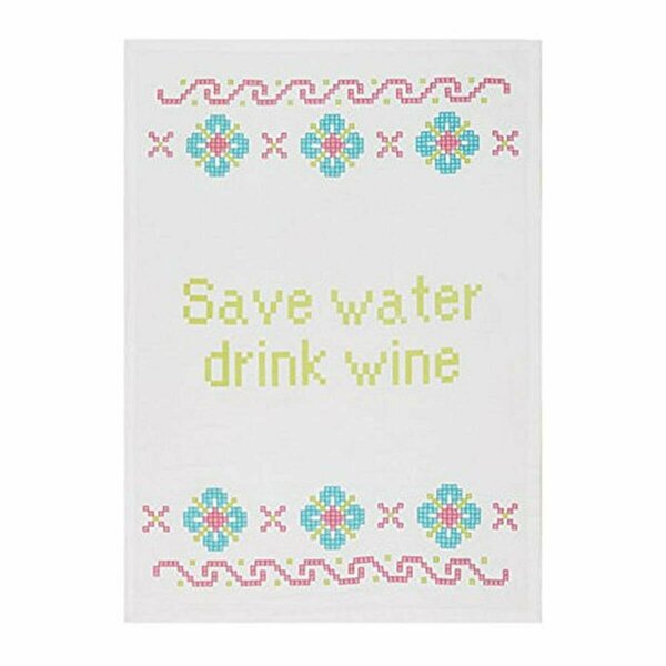 Tarifa Save Water Drink Wine Kitchen Hand Towel, Multi Color, 4PK TA3673664